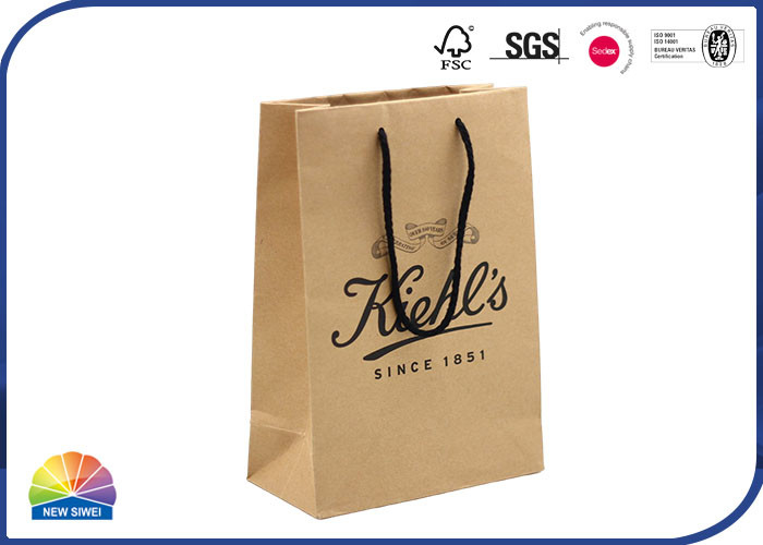 Customized Logo Kraft Paper Bags With Cotton Handles 180gsm