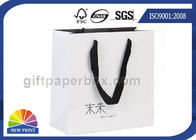 Grosgrain / Cotton Handle Shopping Paper Bags For Retail Promotion